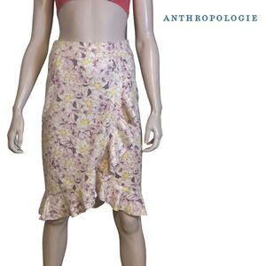 Anthropologie Ruffle Wrap Skirt Asymmetrical Shades of Pink and Plum NWT